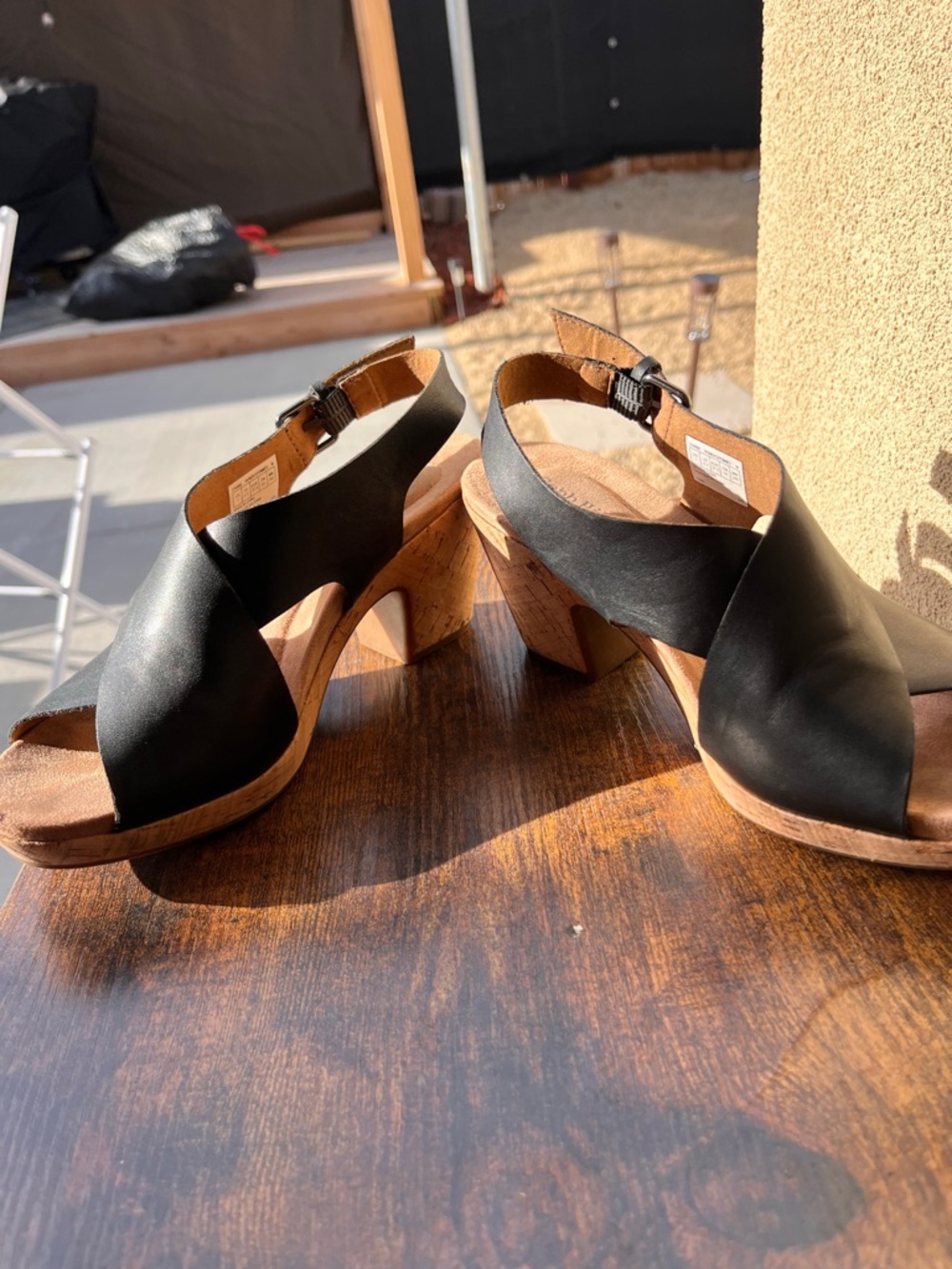 Cobb Hill by New Balance Black Leather Crisscross Slingback Sandals - Picture 6 of 13